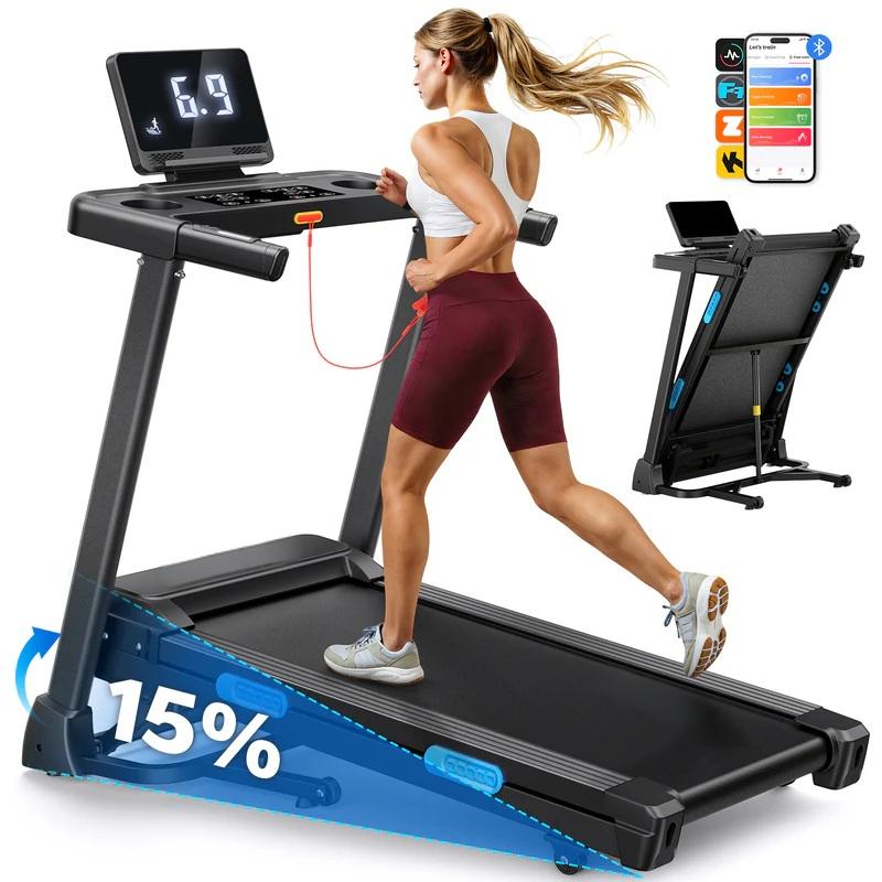 Home Foldable Treadmill with Auto Incline, Easy Storage & Smooth Running Belt