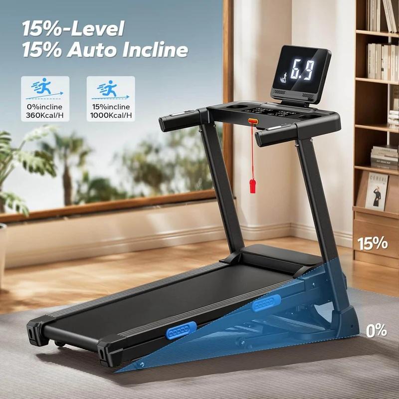 Home Foldable Treadmill with Auto Incline, Easy Storage & Smooth Running Belt
