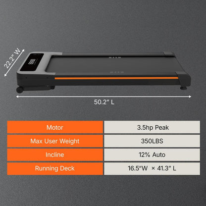 TrekPad Foldable Walking Pad with 12% Auto Incline